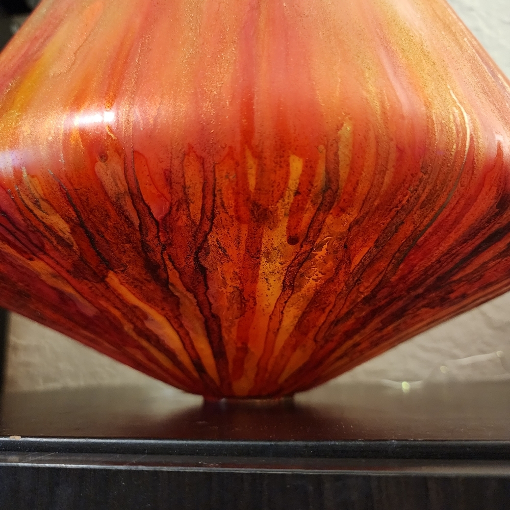 HANDCRAFTED Abstract Upcycled Glass Artwork HANDPAINTED Tabletop Art Decor - Picture 11 of 17